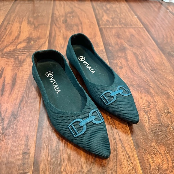 Vivaia ena blue green pointed toe patterned flats size 5 - Picture 2 of 5